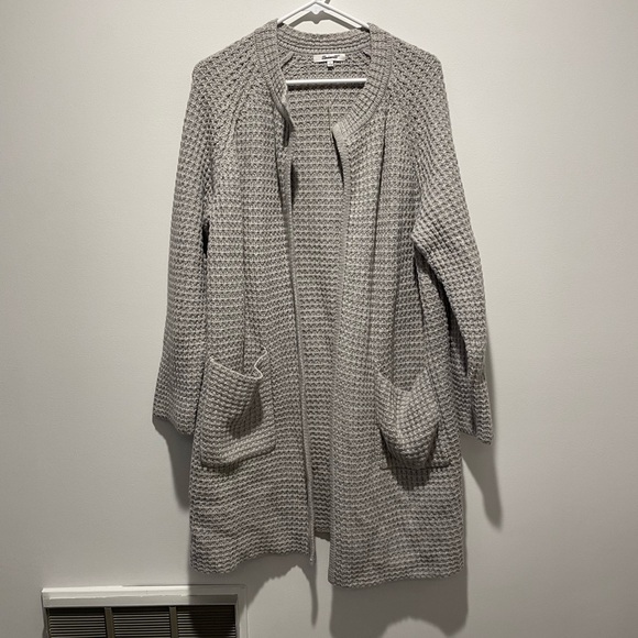 Madewell Waffle Stitch Cardigan Sweater Relaxed Fit Gray Size Large - Picture 1 of 6